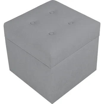 Taburet Valletta – taburet s úložným prostorem, 37 × 37 cm, čalouněný, tmavě šedý Soro 93