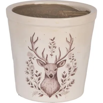 Obal na květináč Keramický květináč s motivem jelena Gentle Wilderness L – 17x16 cm