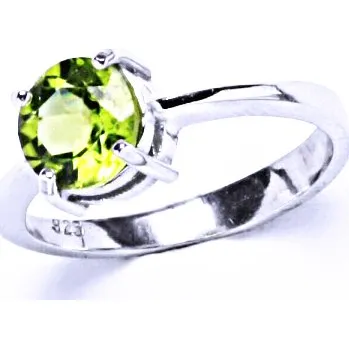 Prsten Zlatý prsten, přírodní olivín , bílé i žluté zlato - T 1252