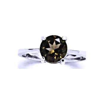 Prsten Zlatý prsten, přírodní záhněda, bílé i žluté zlato - T 1252