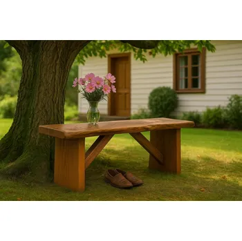 Stará Krása – Ruční výroba Venkovní dubové lavice z přírodního masivu 40 x 100 x 45