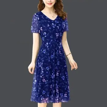 Dámské šaty Best Fashion Letní šifónové šaty – pro ženy, volný styl Modrá XL