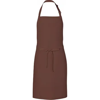 Kuchyňská zástěra Link Kitchen Wear Univerzální keprová zástěra s laclem a nastavitelným páskem u krku Barva: Hnědá, Velikost: 72 x 85 cm X986