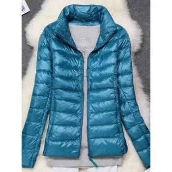 Dámská parka Dámská zimní bunda s prošíváním – ultralehká, péřová, do -10°C Barva: Modrá, Velikost: 6XL