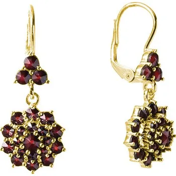 Náušnice Zlaté náušnice s českým granátem - květina Zapínání: klapka