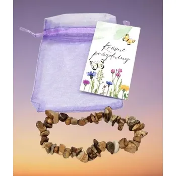 Náramek Jaspis obrázkový, náramek pro učitelku – krásný dárek v dárkovém sáčku