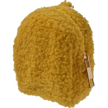 Žlutohnědý přívesek na klíče plyšový batůžek