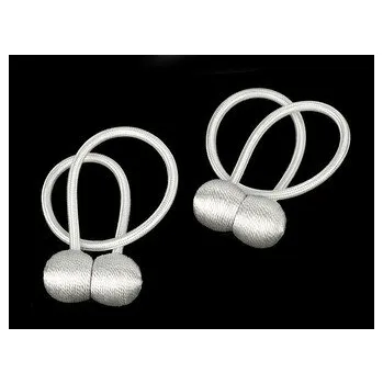 Uchycení záclony a závěsu Dekorační úvaz - šňůra na závěsy s magnetem - 1 pár - bílá