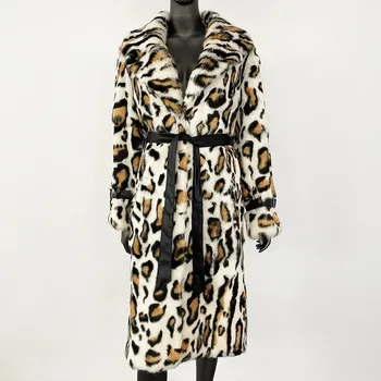 Dámský kabát Dámský luxusní kabát králík s páskem Velikost: XL, Barva (Varianta): 2-3