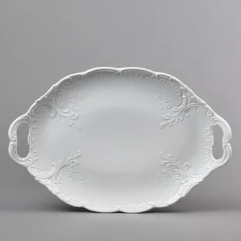 Český porcelán, Dubí Miska / podnos reliéfní oválný s uchy 29 cm Opera
