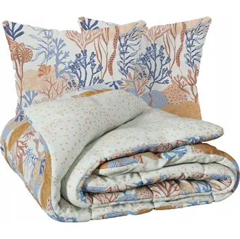 Povlečení Sada povlečení Azura 240x220 cm pastelové květy 63x63 cm bavlna knoflíky