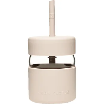 Kojenecká láhev Neon Kactus dětská sklenice s brčkem 230 ml - šedá + Sleva 5% s kódem AKCE5