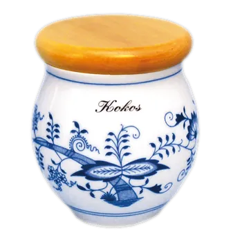 Dóza na potraviny Cibulák Dóza Baňák s dřevěným víkem 10,5cm KOKOS Originál Český porcelán Dubí