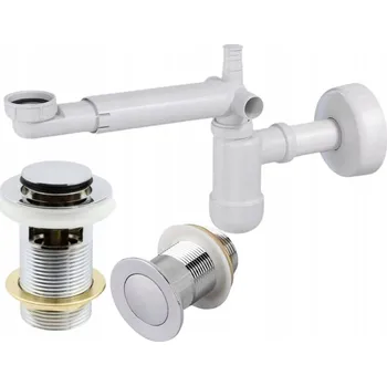 Sifon Prostorově úsporný umyvadlový sifon + zátka Click Clack s přepadem, chrom