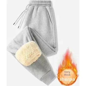 Zateplené unisex tepláky s flísem a volným střihem Velikost: XL, Barva (Varianta): [1 lambswool] Gray