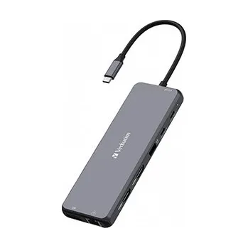 USB hub USB (3.2) hub 13-port, 32153, šedý, délka kabelu 20cm, Verbatim, 2x USB C, 6x USB A, 2x HDMI