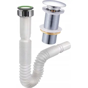 Sifon Zátka umyvadlová bez přepadu, automatická, klik-klak kulatý Hydro-Era stříbrná