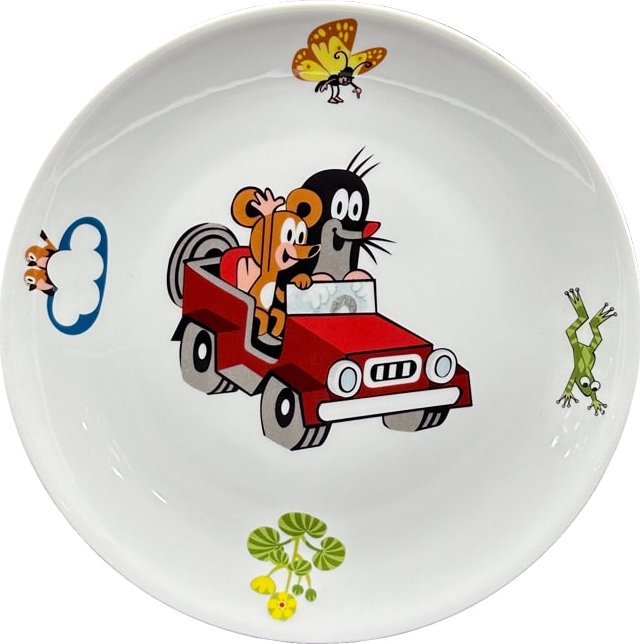 Thun 1794 Dětský porcelánový talíř hluboký Krtek v autíčku, průměr 200 mm, THUN 1794, 1 ks