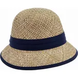 Slaměný malý cloche s modrou stuhou - Seeberger Velikost: 57 cm (M)