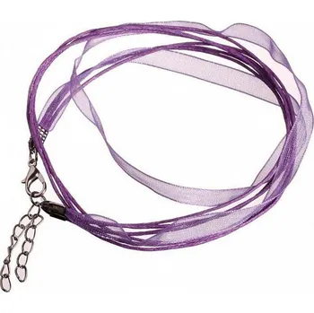 Materiál na výrobu šperku Šifonová šňůrka se zapínáním, fialová, 7 mm