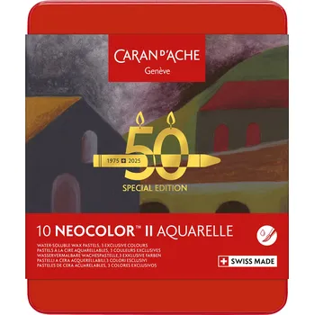 Kresba Caran d´Ache Caran d´Ache, 7500.919, Neocolor II, akvarelové pastely, limitovaná edice 50-years, Dark, 10 ks