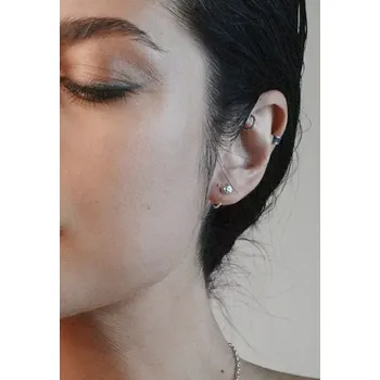 Souprava šperků NO MORE Raw Huggie Earrings Silver