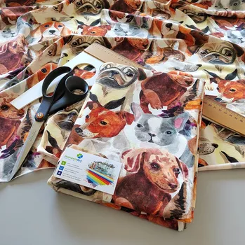 Moraviatex Balíček - Jednolíc elastický bavlna/Elastan6% DIGI tisk PEJSCI větší (0,34kg)