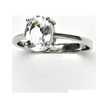 Prsten Zlatý prsten, přírodní křišťál 9x7 mm, bílé i žluté zlato - T 1244