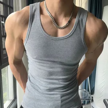 Pánský sportovní tílko s elastickým střihem Velikost: L, Barva (Varianta): Thread light gray