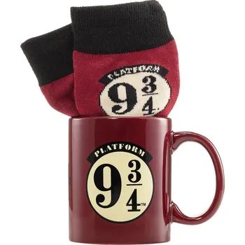 Stolování Dárkový set - hrnek s ponožkami Harry Potter: Nástupiště 9 3/4 (objem hrnku 315 ml|velikost ponožek EU 41-45)