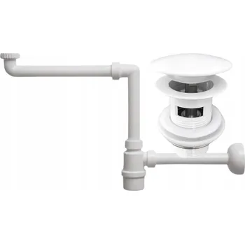 Sifon Teleskopický umyvadlový sifon s úsporou místa + Bílý klik-klak zátka s přepadem