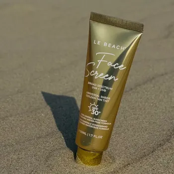 Přípravek na opalování LE BEACH Tónovaný pleťový krém Face Screen SPF30 Golden Tan Glow 50ml