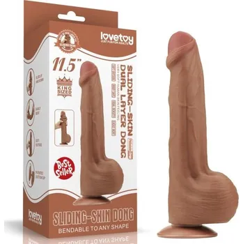 Dildo Lovetoy 11.5'' King Sized Sliding Skin Dual Layer Dong Brown