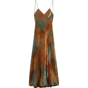 Dámské šaty Letní šaty bez rukávů – dlouhé, hluboký výstřih a duhový potisk Barva: Barevná, Velikost: XS