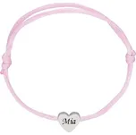 Doria Náramek pro děti se jménem / textem na růžové šňůrce se srdcem E248