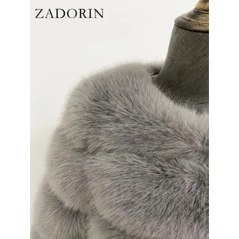 Dámská parka Huňatý kabát z umělé kožešiny s námořnickým límcem Barva: Šedá, Velikost: 3XL