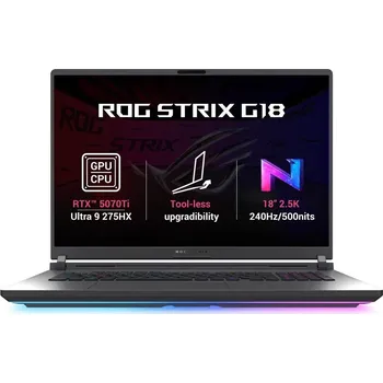 Notebook ASUS NTB ROG Strix G18 (G815LR-NEBULA002W), Ultra9 275HX, 18" 2560x1600, 32GB, 1TB SSD, RTX 5070, W11 Home, Eclipse Gray