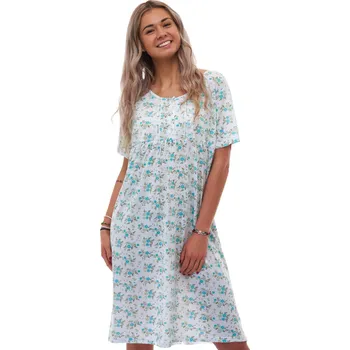 Dámské noční prádlo Těhotenská a kojicí noční košilka se zeleným květinovým vzorem a knoflíčky 1XL-4XL 1C4036 zelená 4xl