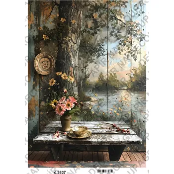 Umělecký papír Rýžový a soft papír na decoupage - Vintage obrazy - KB03837 Materiál: Soft, Rozměr: A4