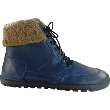 Dámské válenky Dámské barefoot zimní boty na šněrování i zip DORA modrá, s vlněnou podšívkou 39