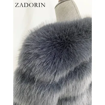 Dámská parka Zimní dámský kabát z umělé kožešiny s kapucí Barva: Tmavě Šedá, Velikost: M