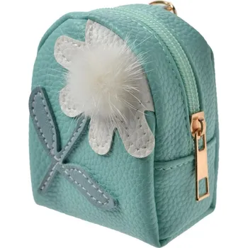 Tyrkysový přívesek na klíče batůžek s květinou