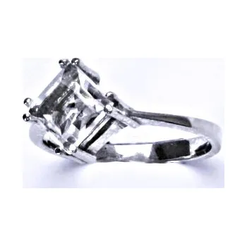 Prsten Zlatý prsten, přírodní křišťál, bílé i žluté zlato T 1258