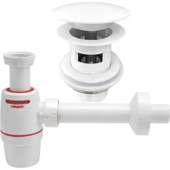 Sifon SYFON K UMYVADLU WIRQUIN NEO AIR + VÝPUSTNÝ VENTIL KLIK KLAK S PŘEPADEM BÍLÝ