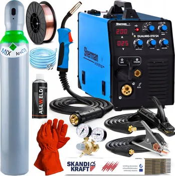 Svářečka INVERTOROVÁ SVÁŘEČKA SHERMAN MIG 210 S4 MMA TIG IGBT MĚKKÉ PÁJENÍ