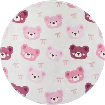 Koberec Růžový/slonovinový pratelný dětský koberec ø120 cm Cute Teddies Pink – Vitaus ID_1779752