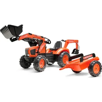Odrážedlo Falk Šlapací traktor 2060Y Kubota s nakladačem, rýpadlem a vlečkou