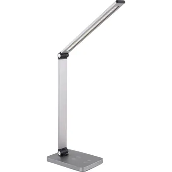 Lampička Platinet stolní LED lampa 10W stmívatelná, dotykové ovládání, bezdrátové nabíjení, USB port, stříbrn
