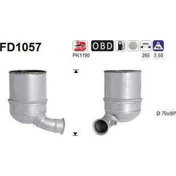 Filtr pevných částic Filtr sazových částic, výfukový systém AS FD1057