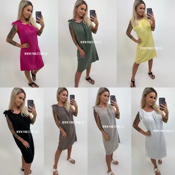 Dámské šaty Mušelínové šaty s mašličkou Barva: Tyrkys